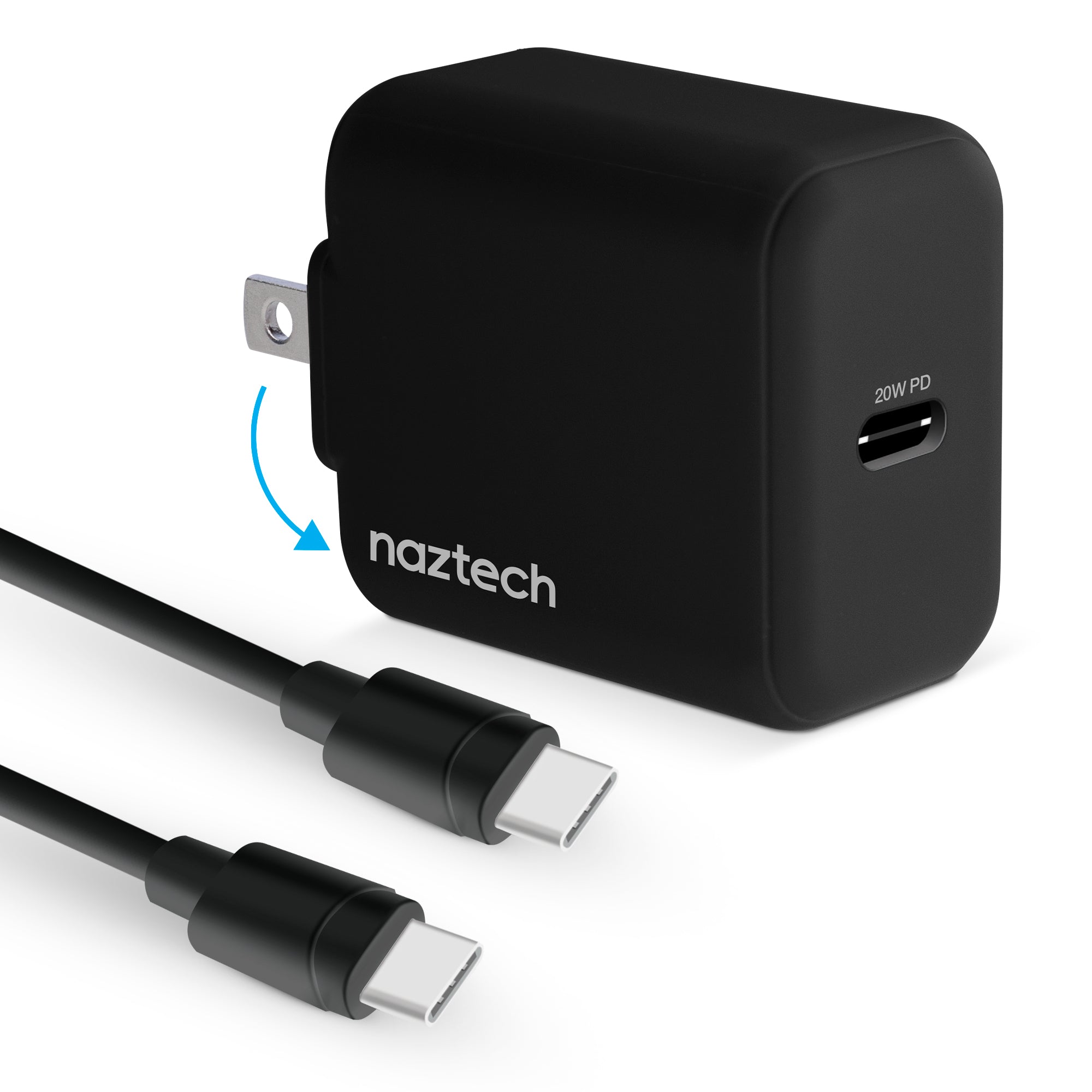 Naztech 20W PD Wall Charger + USB-C to USB-C 4ft Cable Jupiter Gear Home