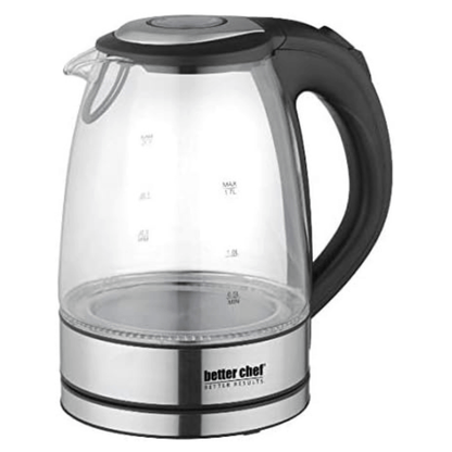 Better Chef 1500W 7-Cup Cordless Electric Borosilicate Glass Kettle with 360 Degree Swivel Base Jupiter Gear Home