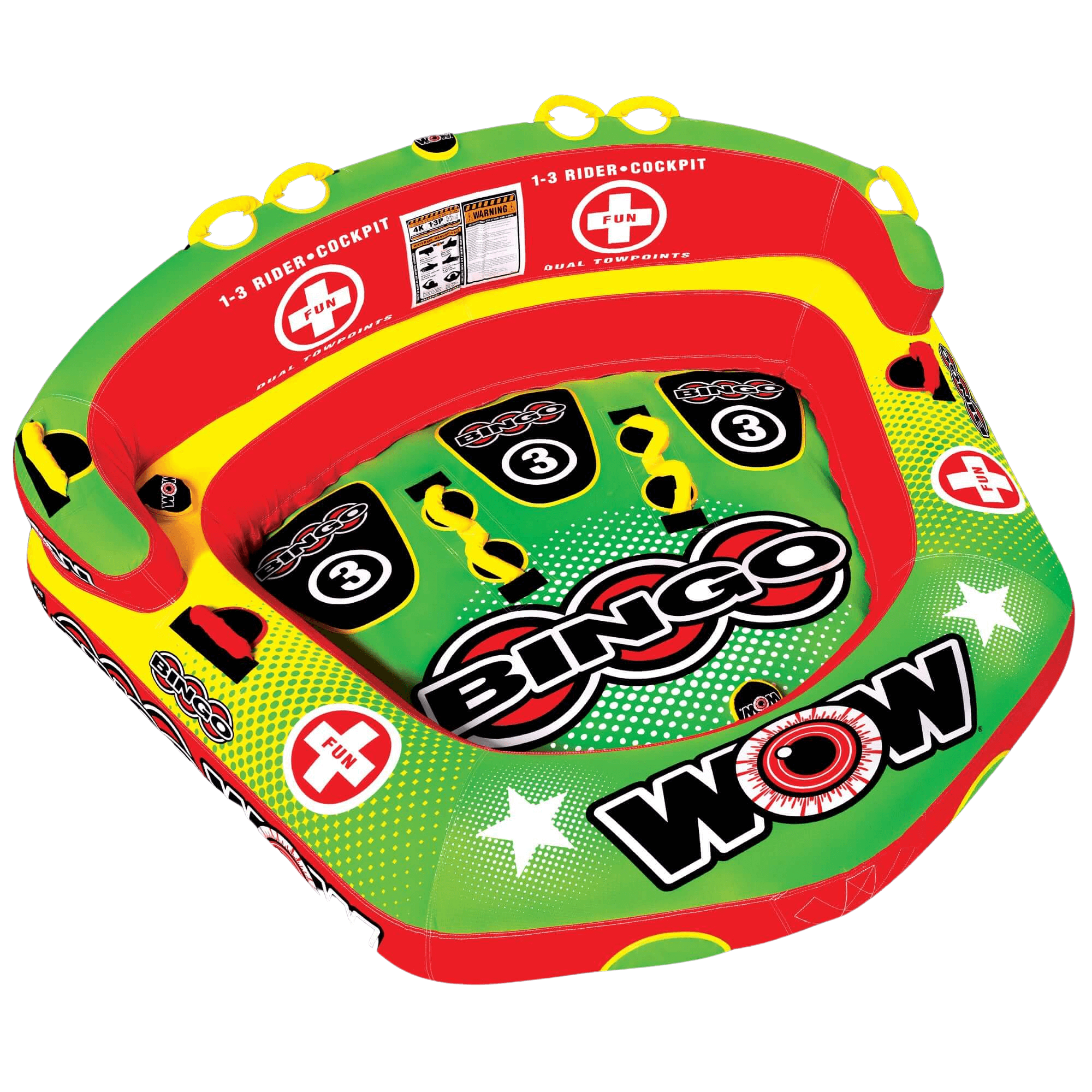WOW Watersports Bingo 1-3 Person Cockpit Ski Tube w Foam Handles Jupiter Gear Home