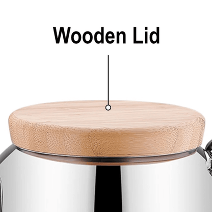 Korkmaz Montana Stainless Steel 2.3L Teapot with Wooden Lid Jupiter Gear Home