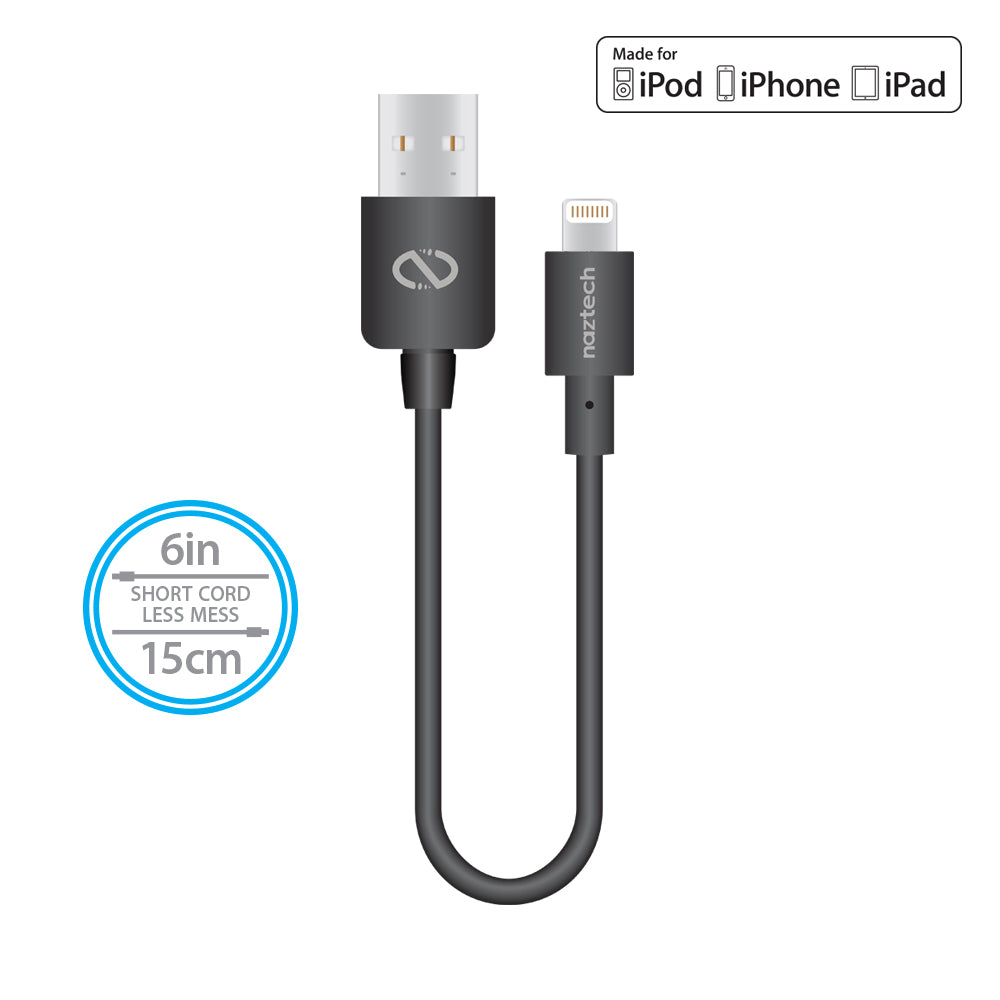 Naztech MFi Lightning Charge &amp; Sync USB Cable 6in Jupiter Gear Home