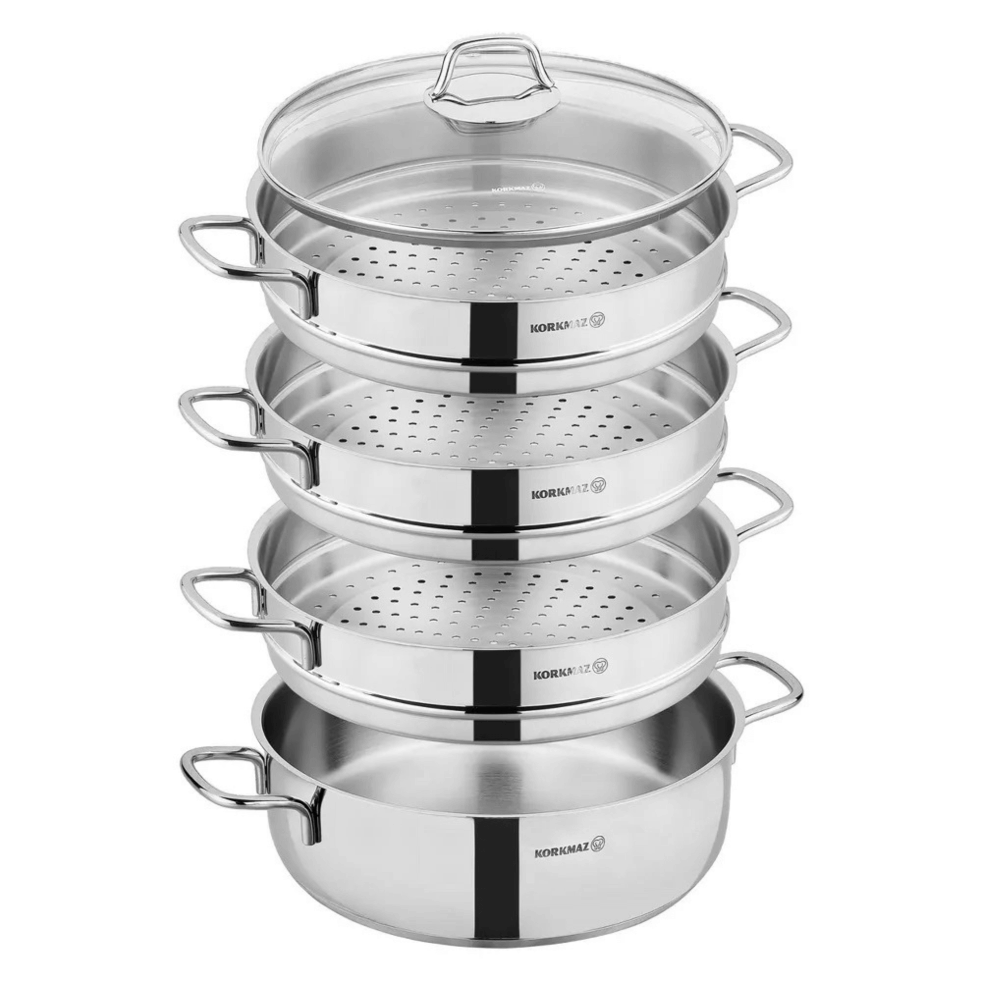 Korkmaz Perla 5-Piece Stainless Steel Manti Steamer Cookware Set Jupiter Gear Home