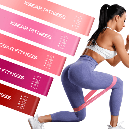 XGear Fitness Loop Resistance Band Set of 5 for Women with Carry Bag Jupiter Gear Home