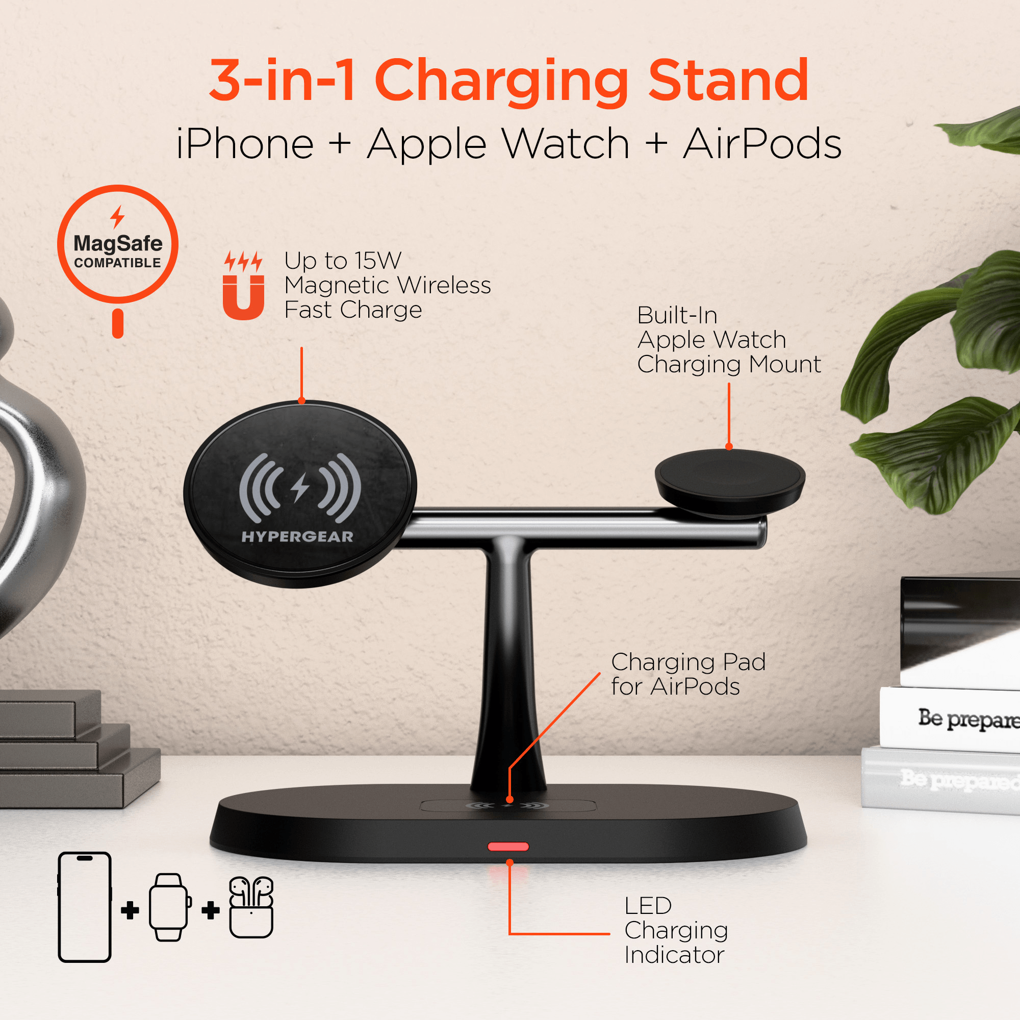 HyperGear MaxCharge Pro 3-in-1 Magsafe Charging Stand Jupiter Gear Home