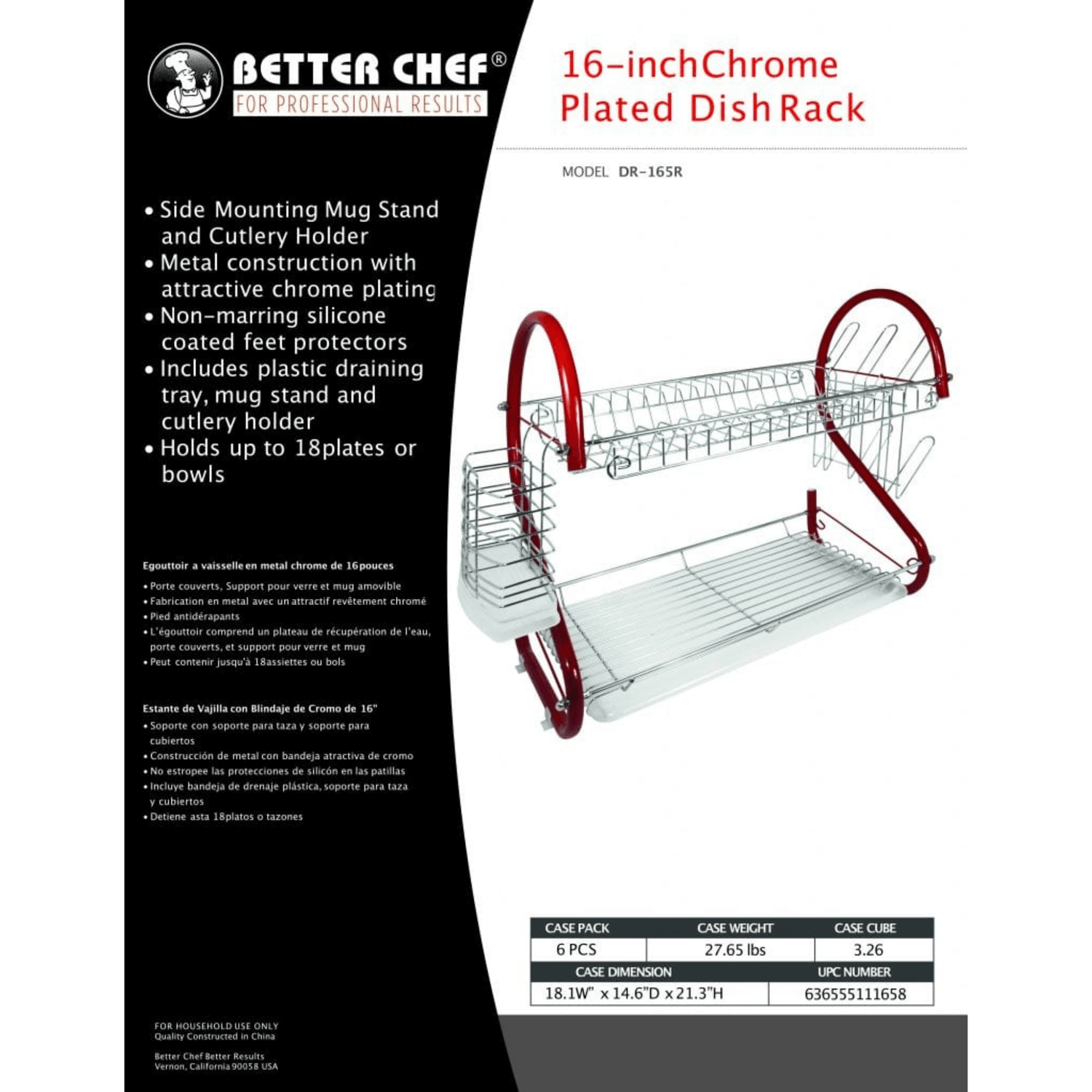 Better Chef 16" 2-Level Colored-Chrome-Plated S-Shaped Dish Rack Jupiter Gear Home