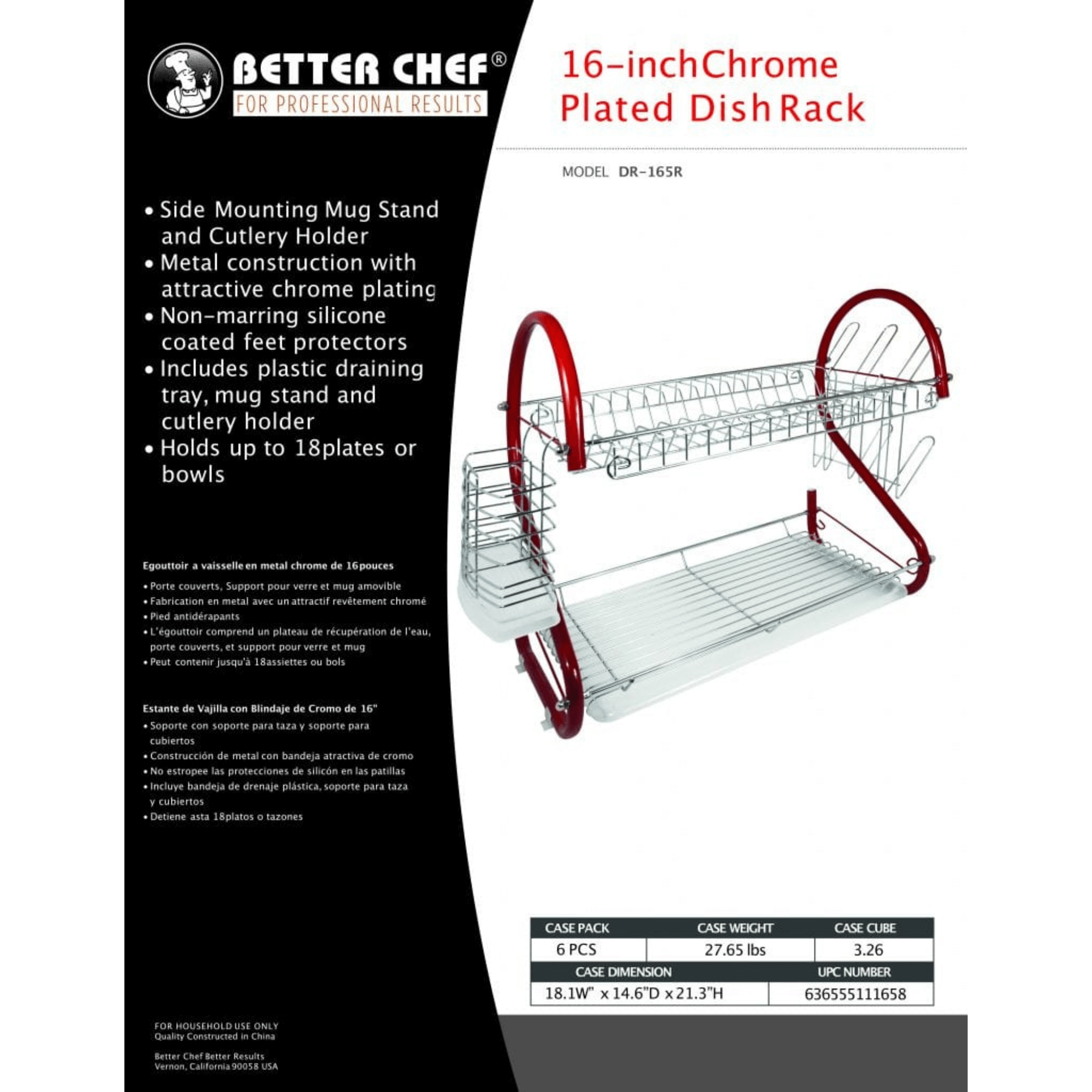 Better Chef 16" 2-Level Colored-Chrome-Plated S-Shaped Dish Rack Jupiter Gear Home