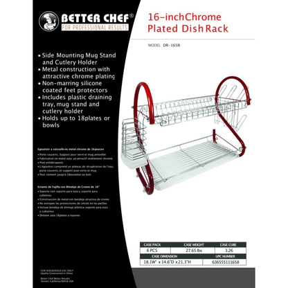 Better Chef 16" 2-Level Colored-Chrome-Plated S-Shaped Dish Rack Jupiter Gear Home
