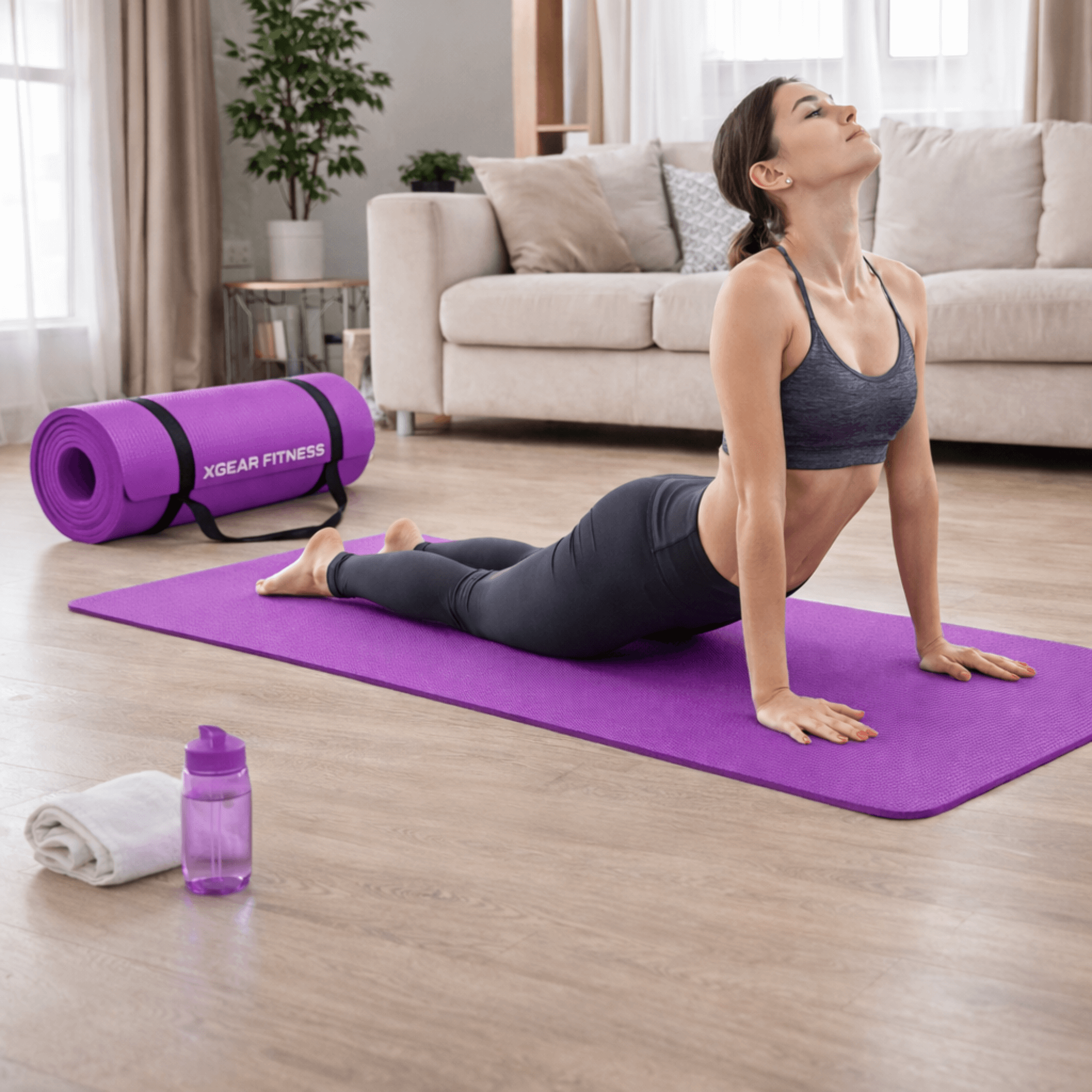 XGear Fitness Thick Travel Yoga Mat with Carrying Strap Jupiter Gear Home