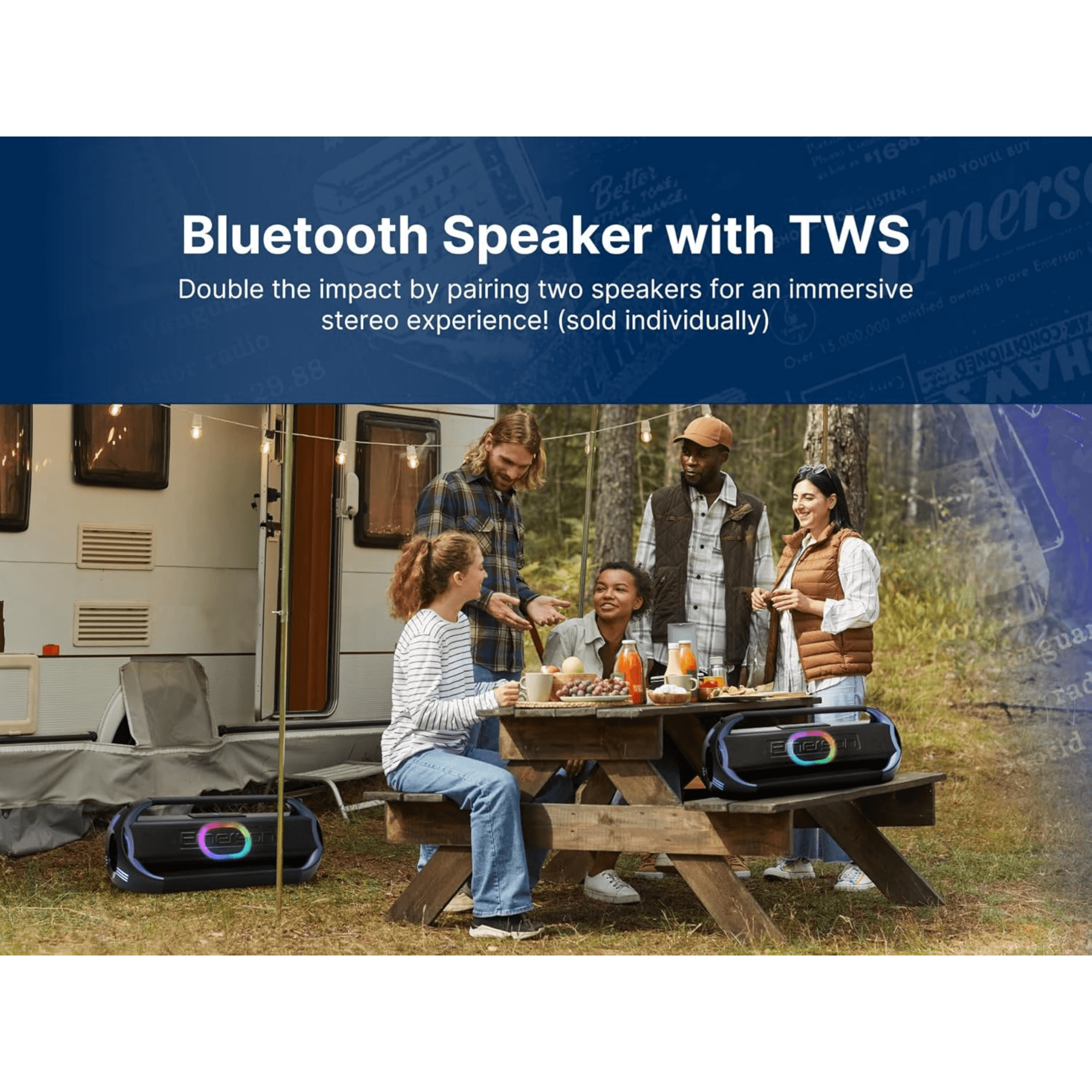 Emerson Triad Grip XL Portable Bluetooth LED Party Speaker Jupiter Gear Home