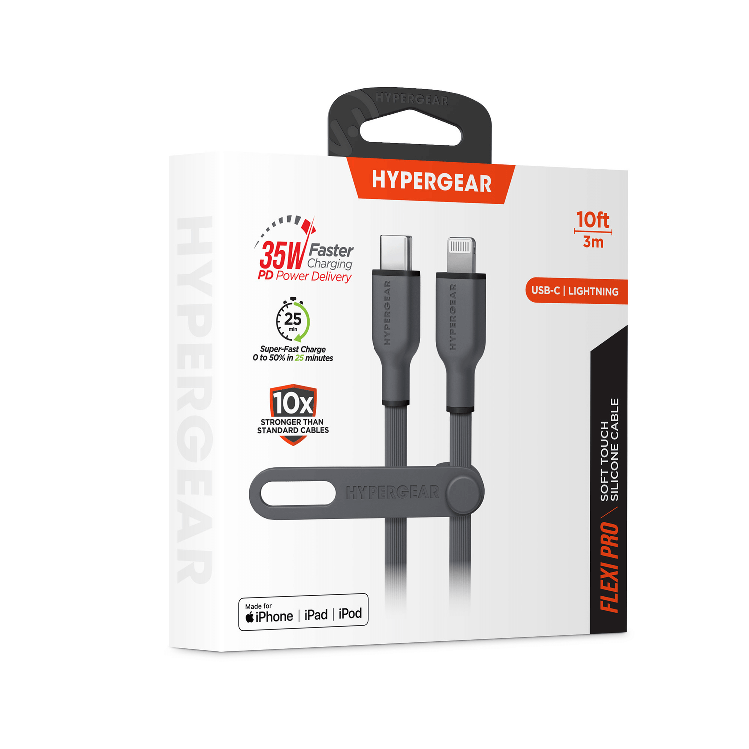 HyperGear Flexi PRO USB-C to Lightning Cable 10ft Jupiter Gear Home