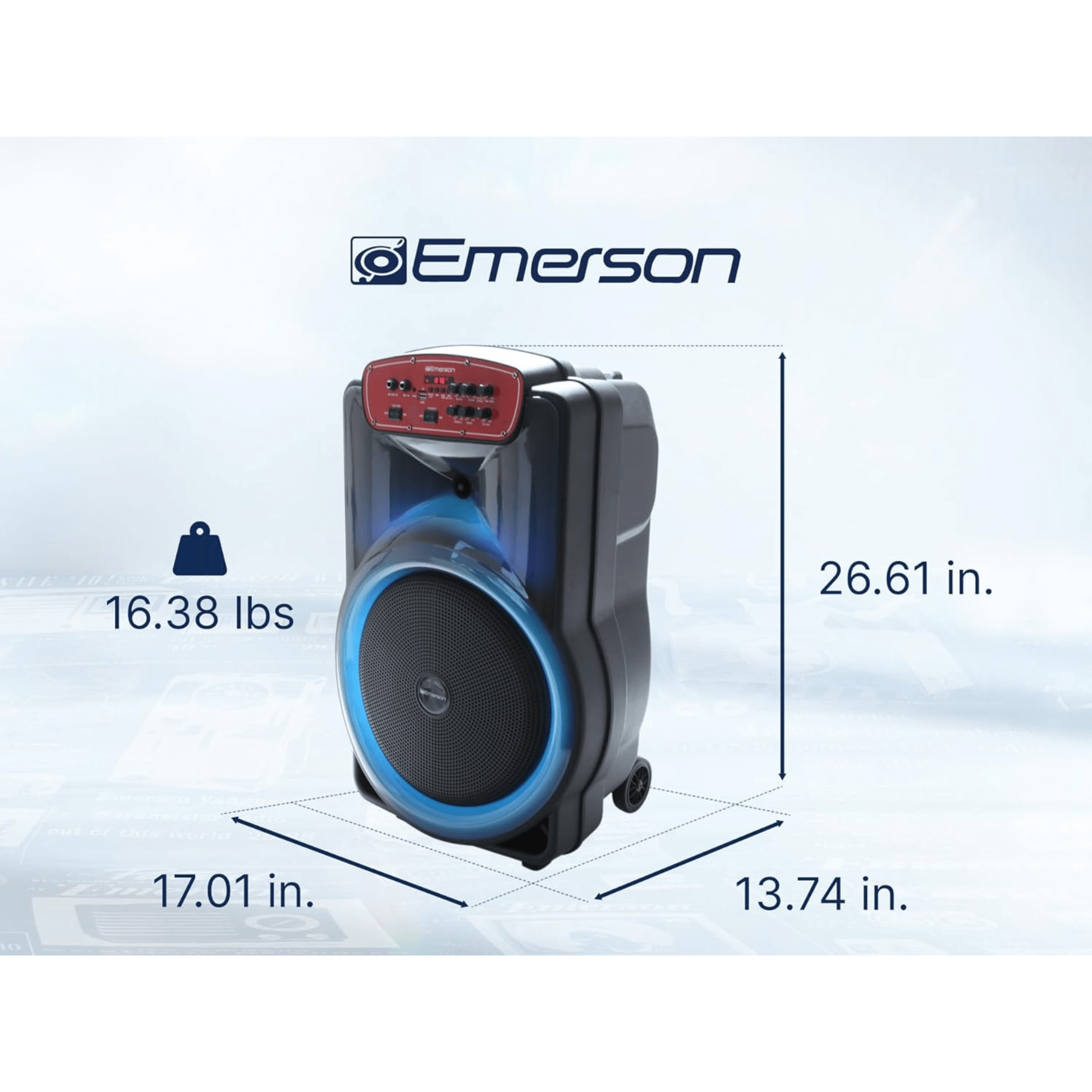 Emerson Portable Bluetooth 15" Party Speaker with Flame Lighting Jupiter Gear Home