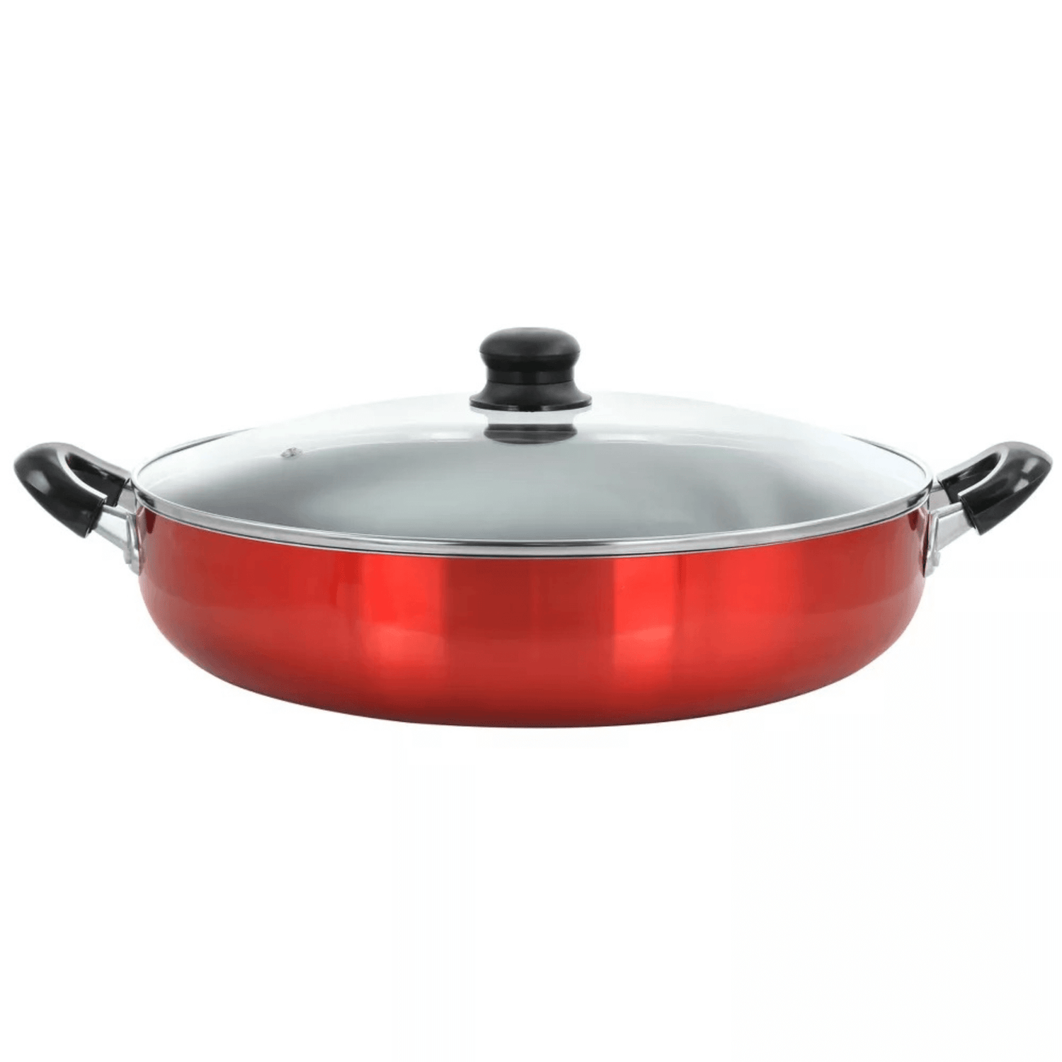 Better Chef 14" Aluminum Non-Stick Metallic Red Deep Fryer with Glass Lid Jupiter Gear Home