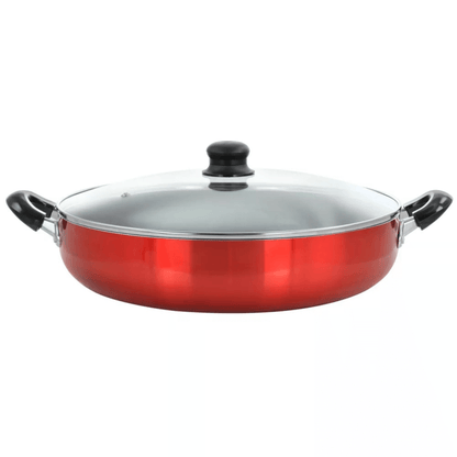 Better Chef 14" Aluminum Non-Stick Metallic Red Deep Fryer with Glass Lid Jupiter Gear Home