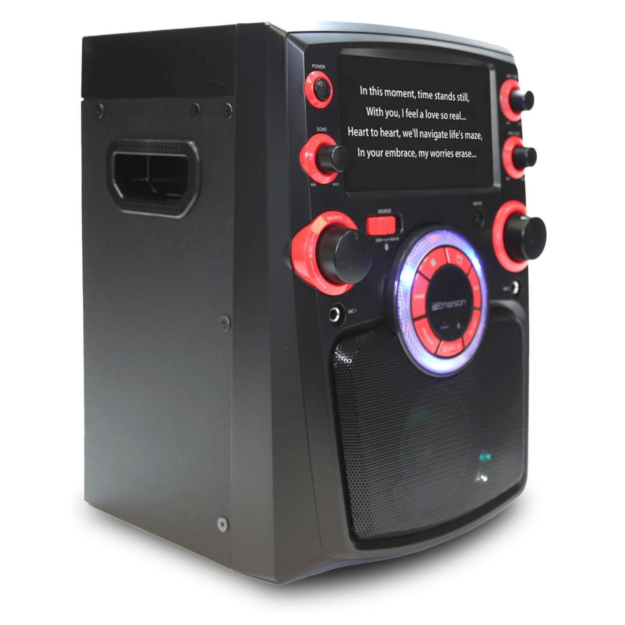 Emerson Portable Bluetooth Karaoke System with 7" LCD Display and Mic Input Jupiter Gear Home