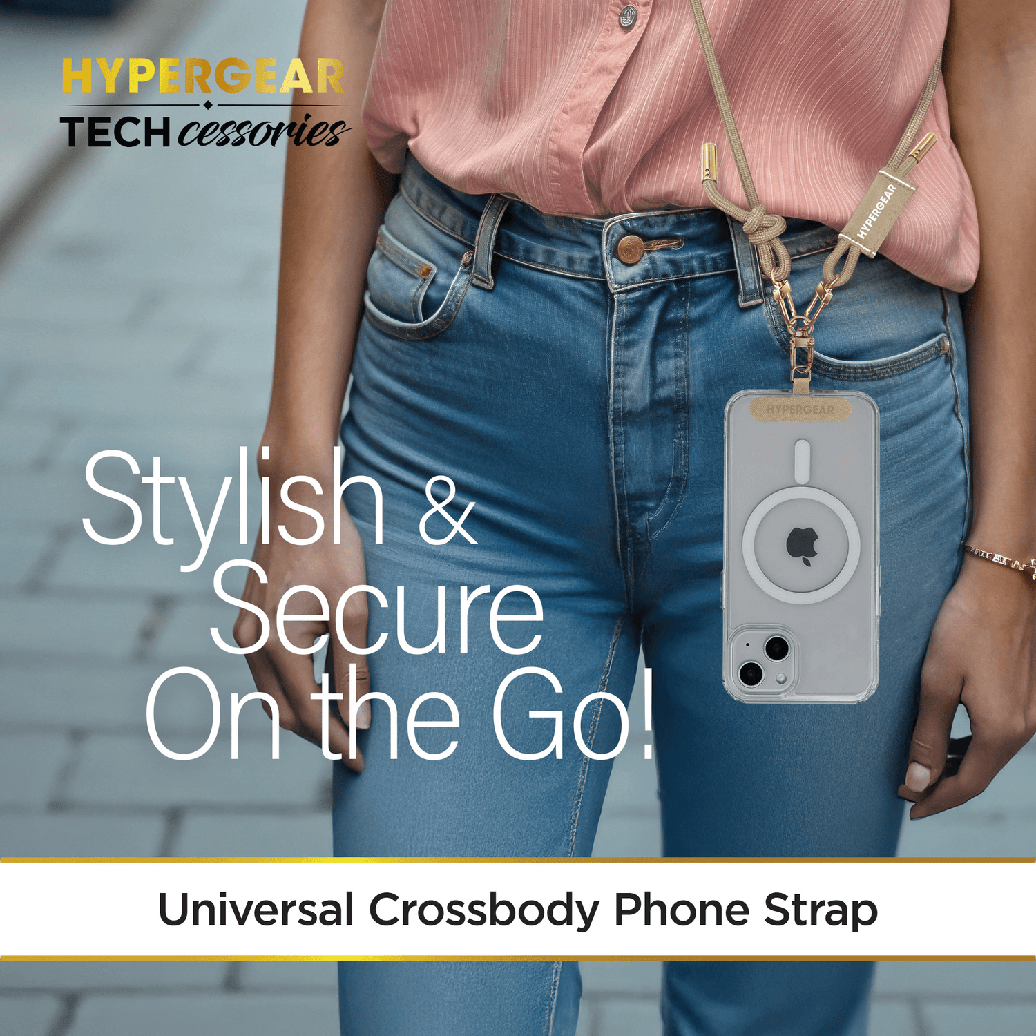 HyperGear TECHcessories Sand Rope with Gold Accents Universal Crossbody Phone Strap Jupiter Gear Home