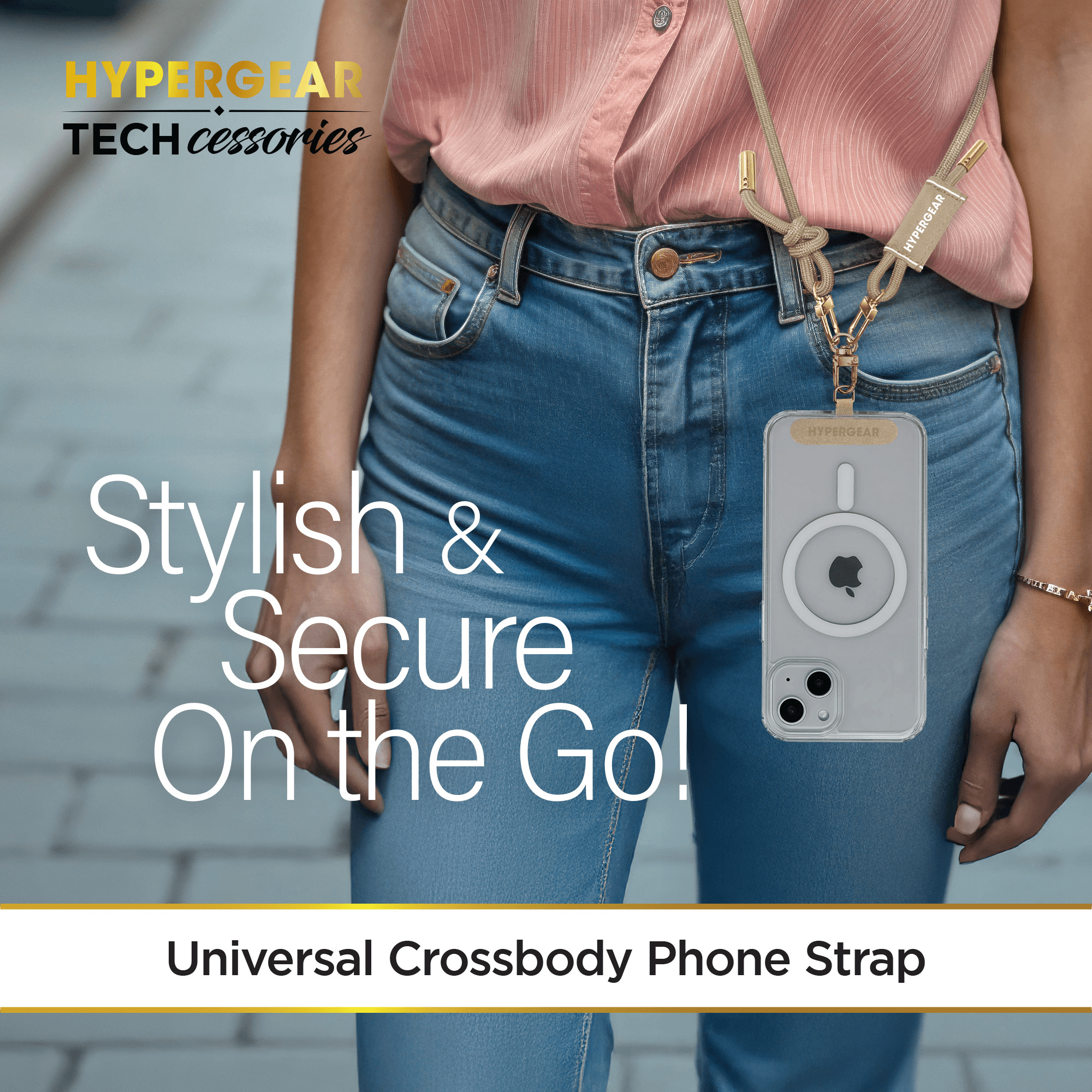 HyperGear TECHcessories Sand Rope with Gold Accents Universal Crossbody Phone Strap Jupiter Gear Home