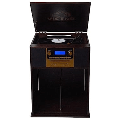 Victor Boyleston 7-in-1 3-Speed Turntable Music Center Espresso -  Refurbished Jupiter Gear Home