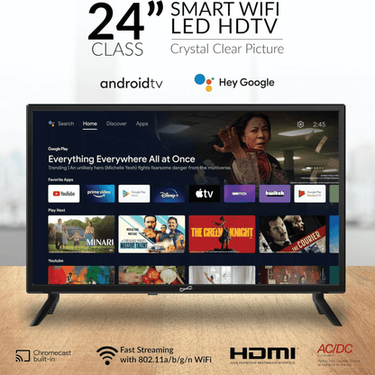 Supersonic 24-inch DLED Smart HDTV with Google Assistant ATSC and NTSC System ACDC Compatible Jupiter Gear Home