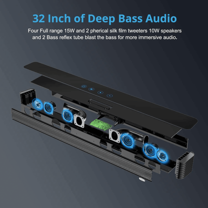 Norcent KB2020 Black Mamba Series 32" 80W Bluetooth Sound Bar with Remote Option Jupiter Gear Home