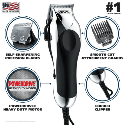 Wahl 24-Piece Chrome Pro Hair Clipper Kit Made in USA Jupiter Gear Home