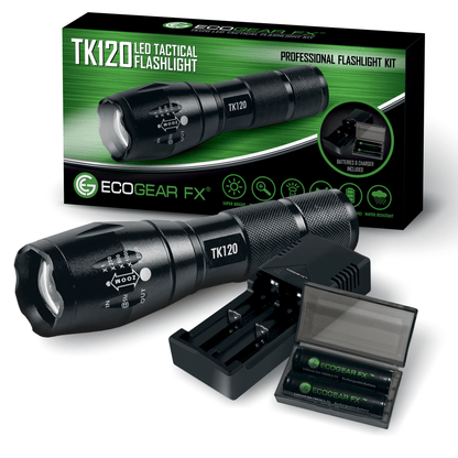 EcoGear FX TK120 Professional LED Flashlight Kit with Batteries and Charger Jupiter Gear Home