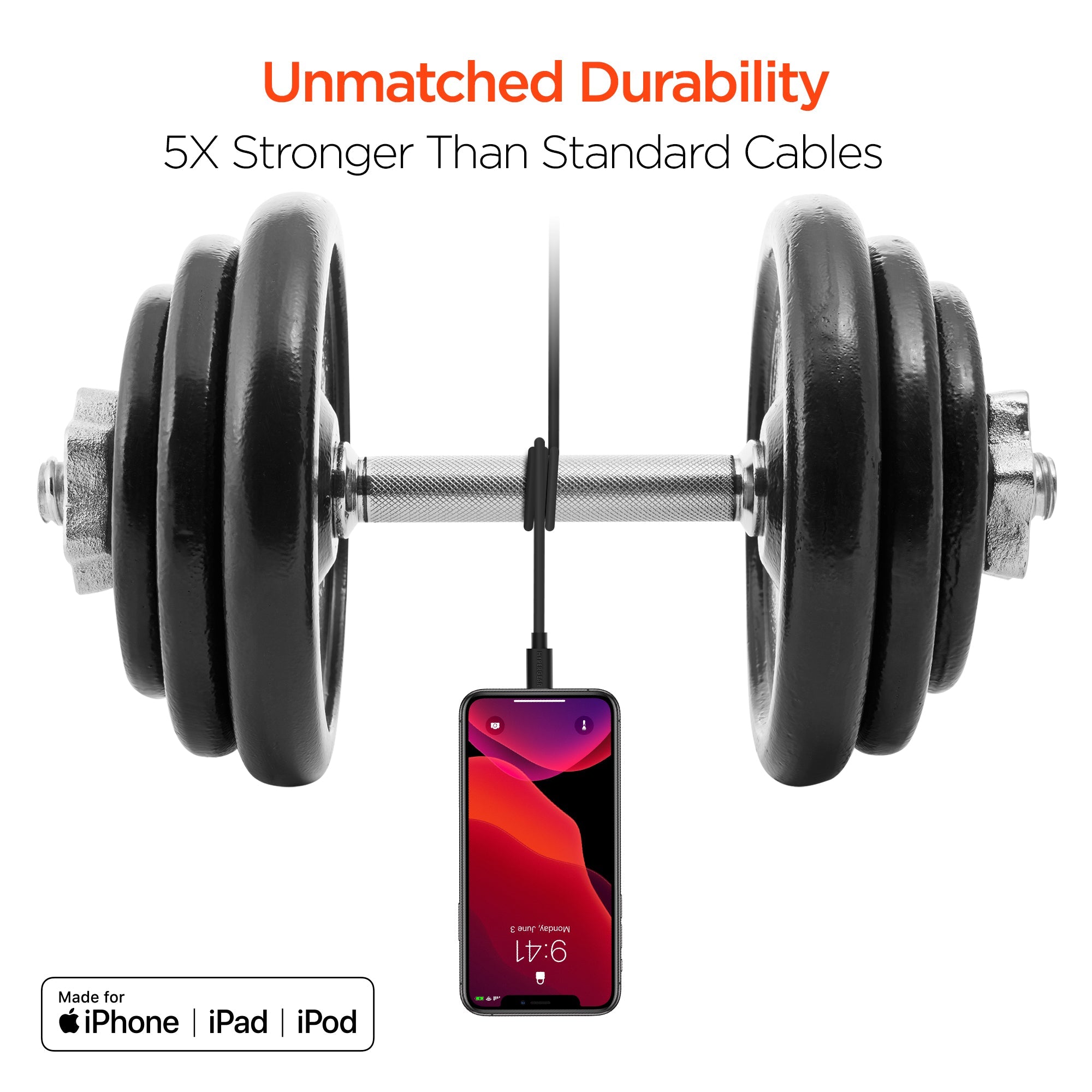 HyperGear USB to Lightning Rounded Cable 4ft Jupiter Gear Home