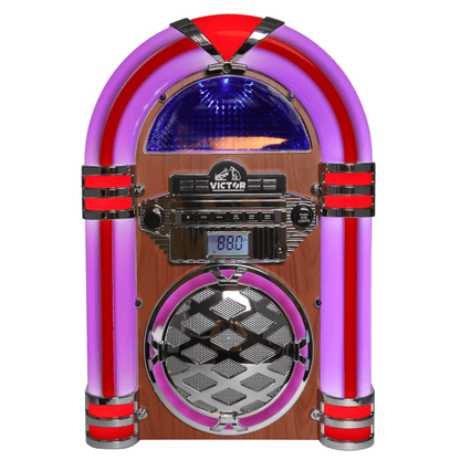 Victor Broadway II Desktop CD Jukebox with Multi-Color LED Lighting and FM Radio Jupiter Gear Home
