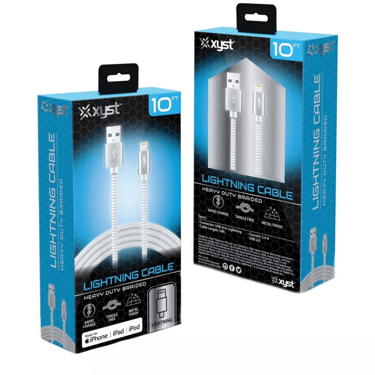 Xyst Charge and Sync USB to Lightning Braided Cable 10Ft Jupiter Gear Home