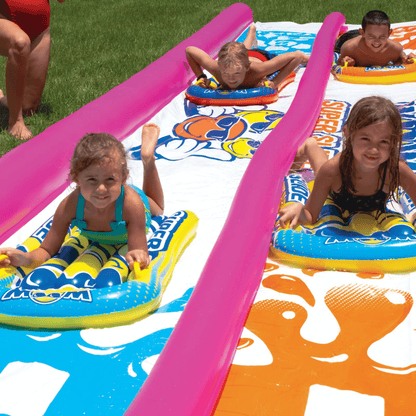 WOW Watersports Giant Backyard Double Lane Lawn Slide, Heavy Duty PVC and 2 Inflatable Sleds Jupiter Gear Home