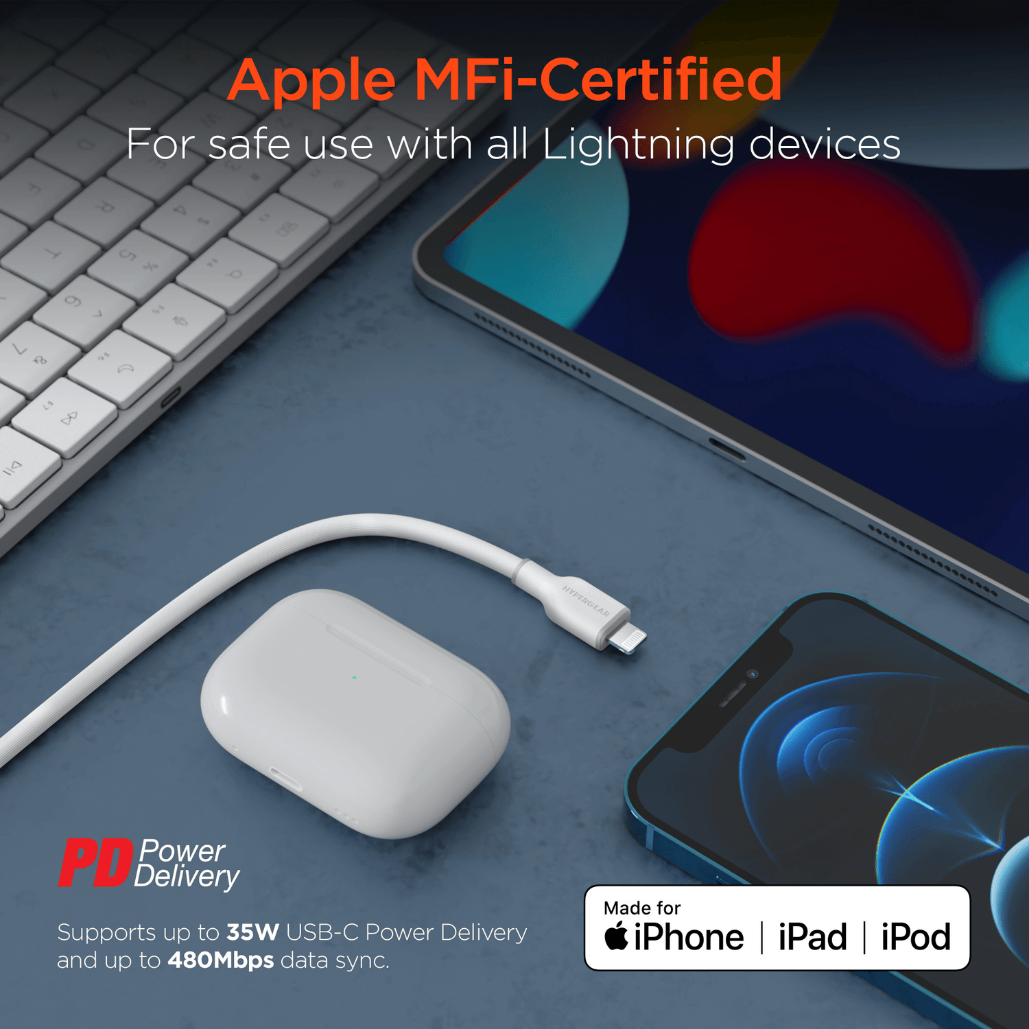 HyperGear Flexi PRO USB-C to Lightning Cable 4ft Jupiter Gear Home