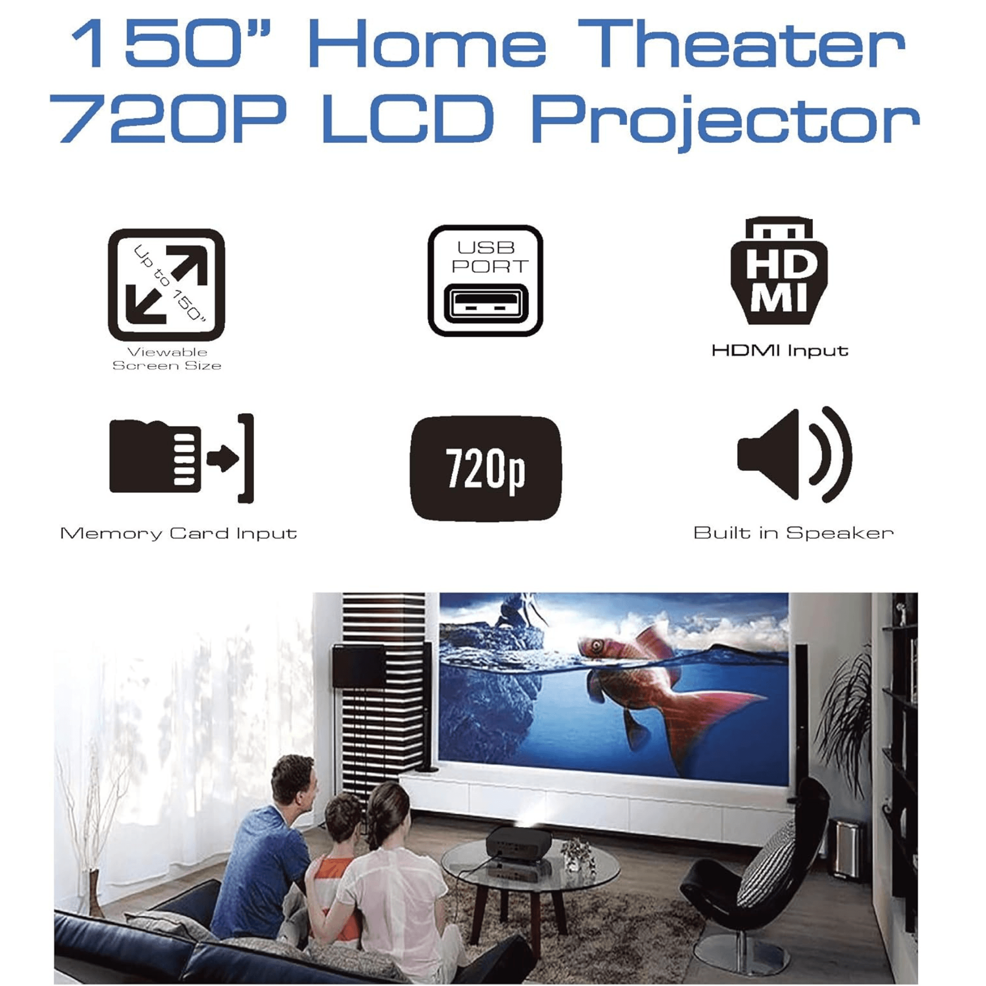 Naxa 150" Home Theater 720P LCD Projector - Refurbished Jupiter Gear Home