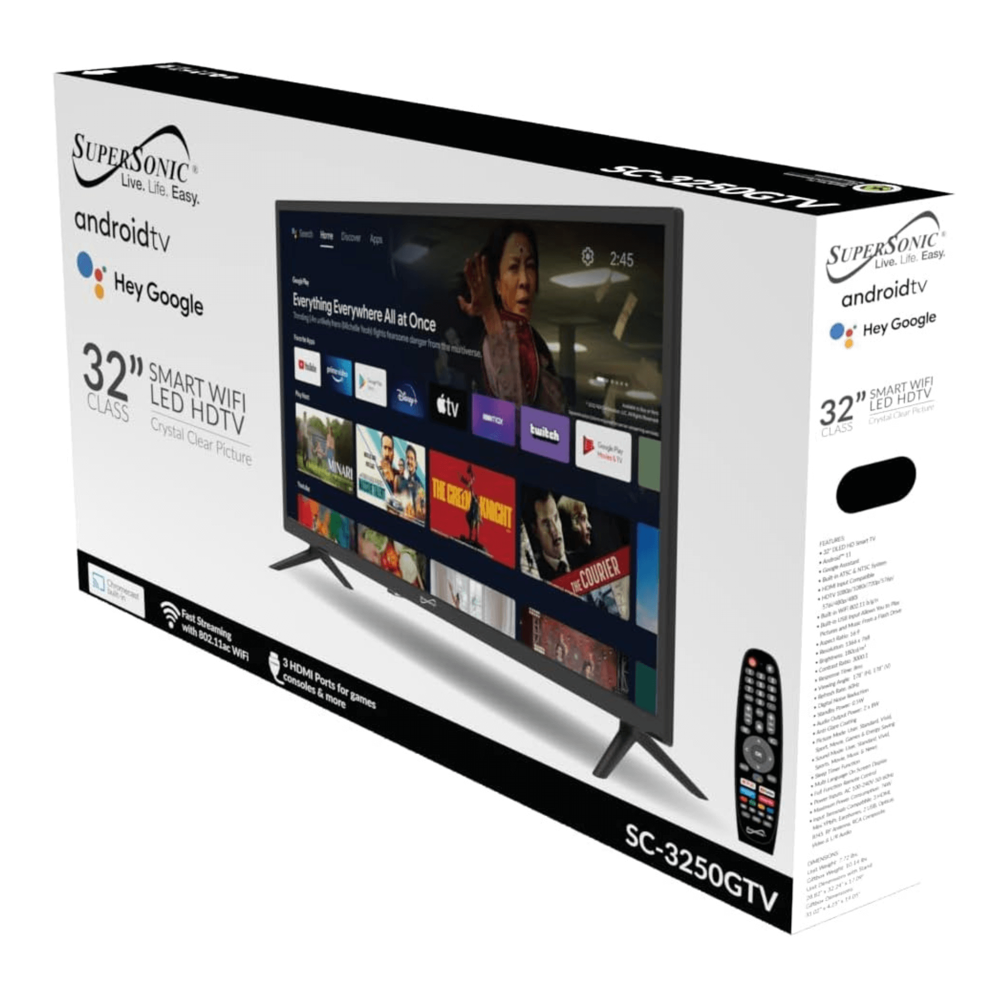 Supersonic Smart 32-inch FHD DLED TV with Google Assistant Jupiter Gear Home