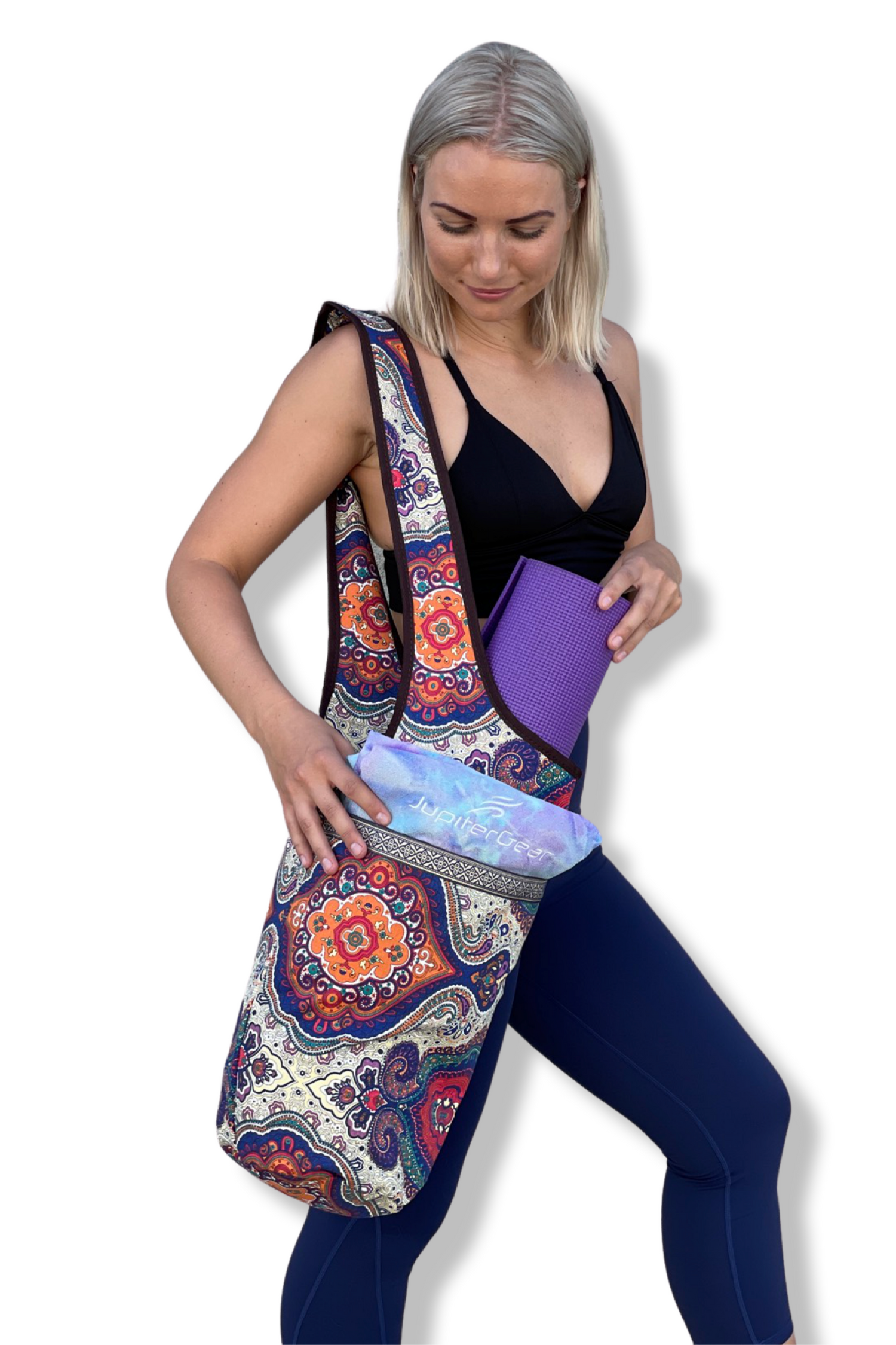 JupiterGear Yoga Mat Carrying Tote Bag with Large Size Pockets | Multipurpose and Fit Most Size Mats Jupiter Gear Home