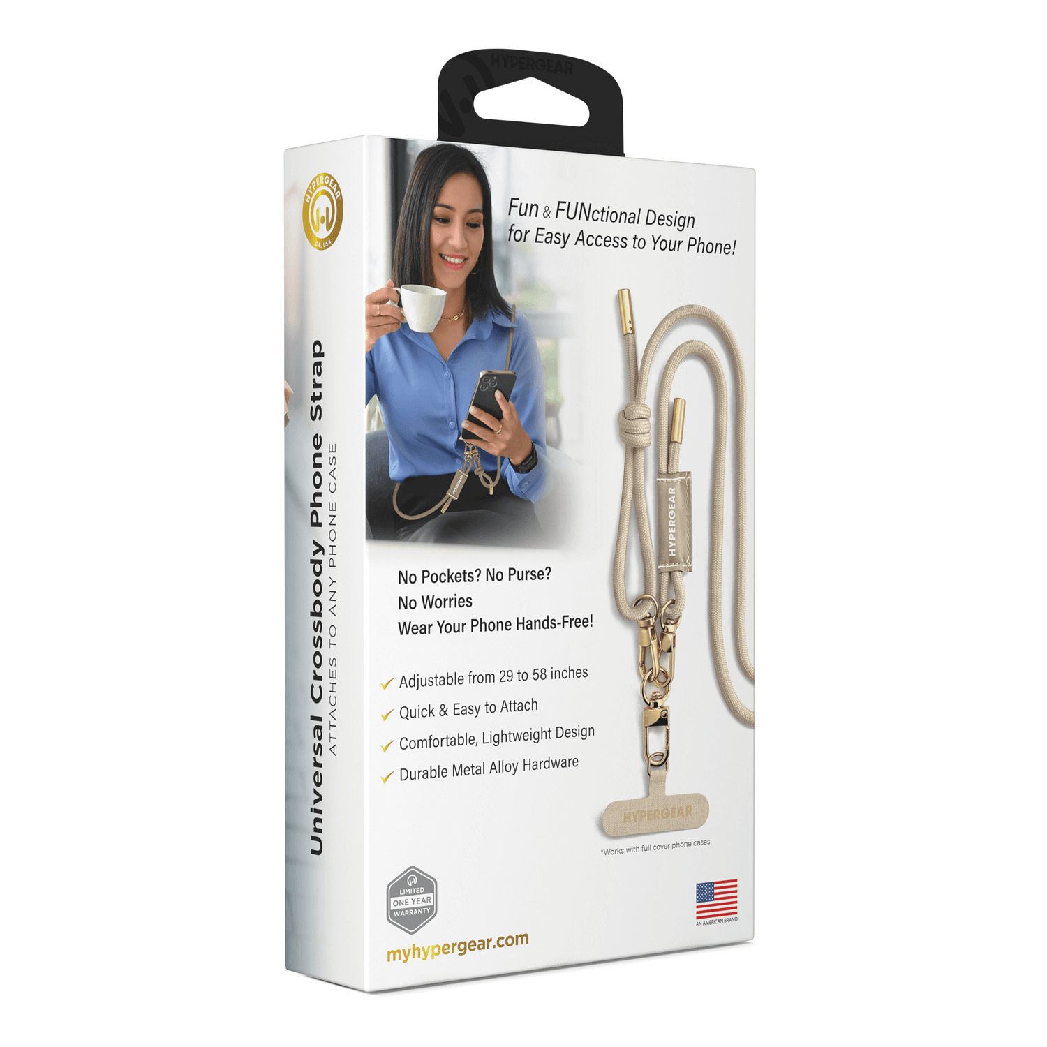 HyperGear TECHcessories Sand Rope with Gold Accents Universal Crossbody Phone Strap Jupiter Gear Home