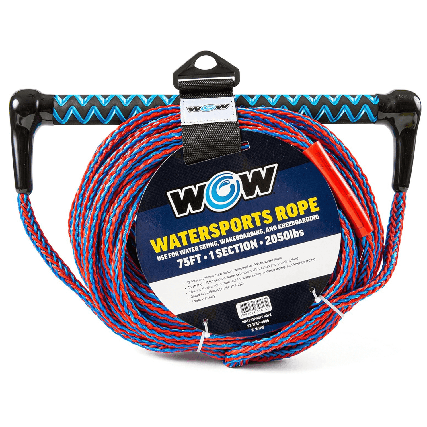 WOW Watersports 75ft Watersports Tow Rope with EVA Handle Jupiter Gear Home