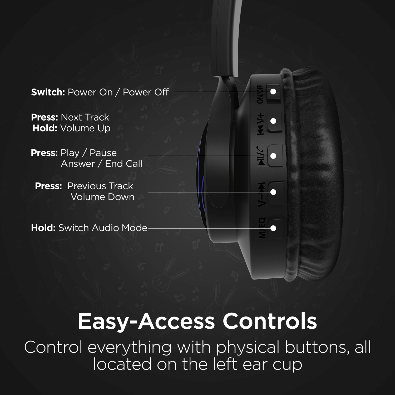 HyperGear Bunny Tracks Wireless Light-Up Headphones Jupiter Gear Home