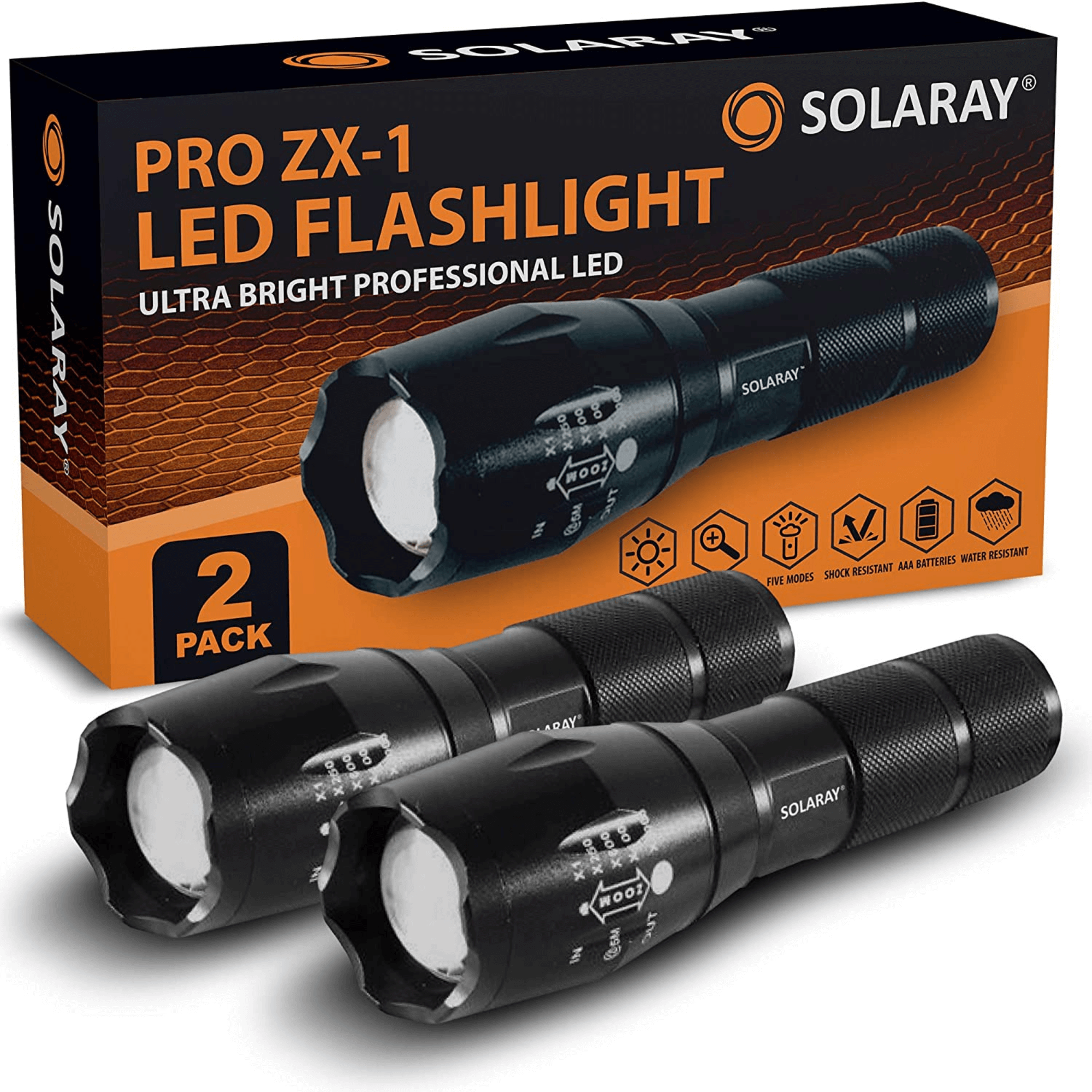 Solaray ZX-1 AAA Battery LED Flashlight 2-Pack Jupiter Gear Home