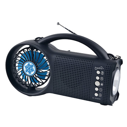 Supersonic Solar Power Bluetooth Speaker with FM Radio, LED Torch Light &amp; Fan Jupiter Gear Home