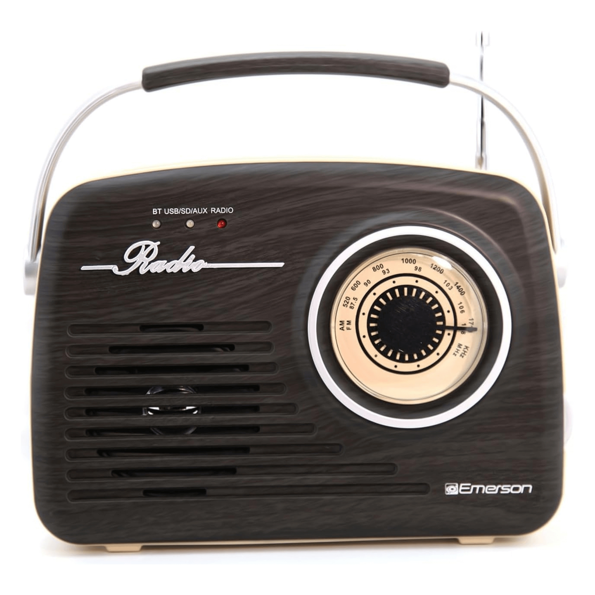 Emerson Portable Retro Radio with Built-In Rechargeable Battery and Memory Set Jupiter Gear Home