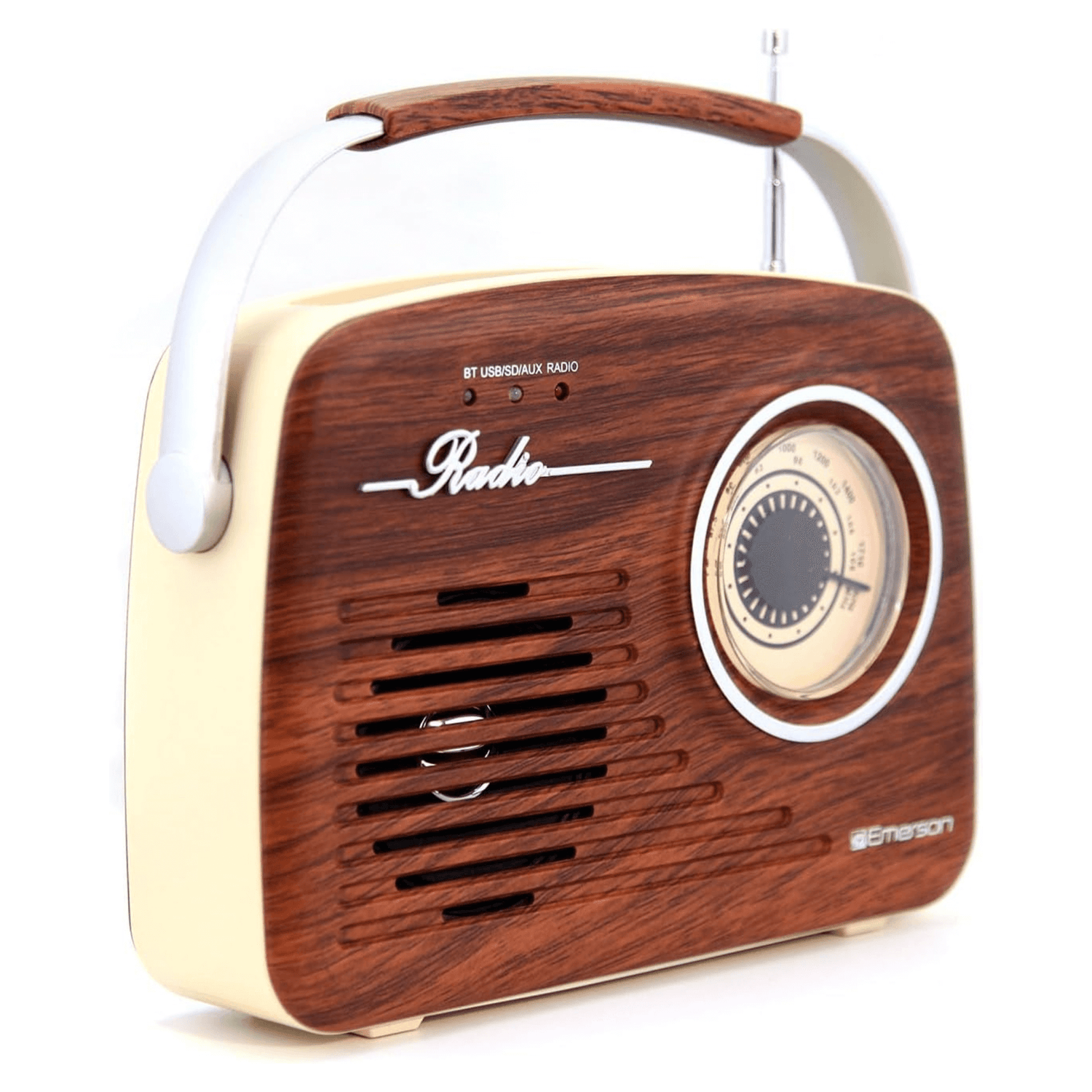 Emerson Portable Retro Radio with Built-In Rechargeable Battery and Memory Set Jupiter Gear Home