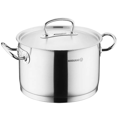 Korkmaz Proline Professional Series 10.2 Liter Stainless Steel Casserole with Lid Jupiter Gear Home