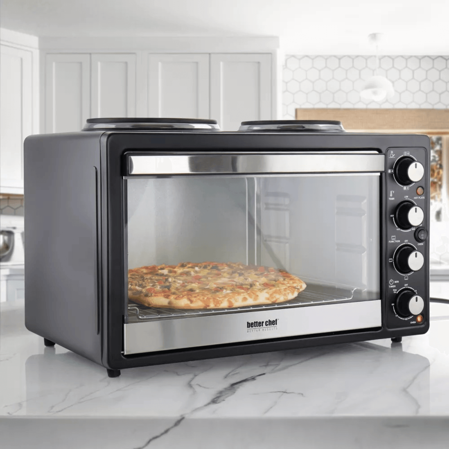 Better Chef Central XL Toaster Oven Broiler with Dual Element Solid Burners Jupiter Gear Home