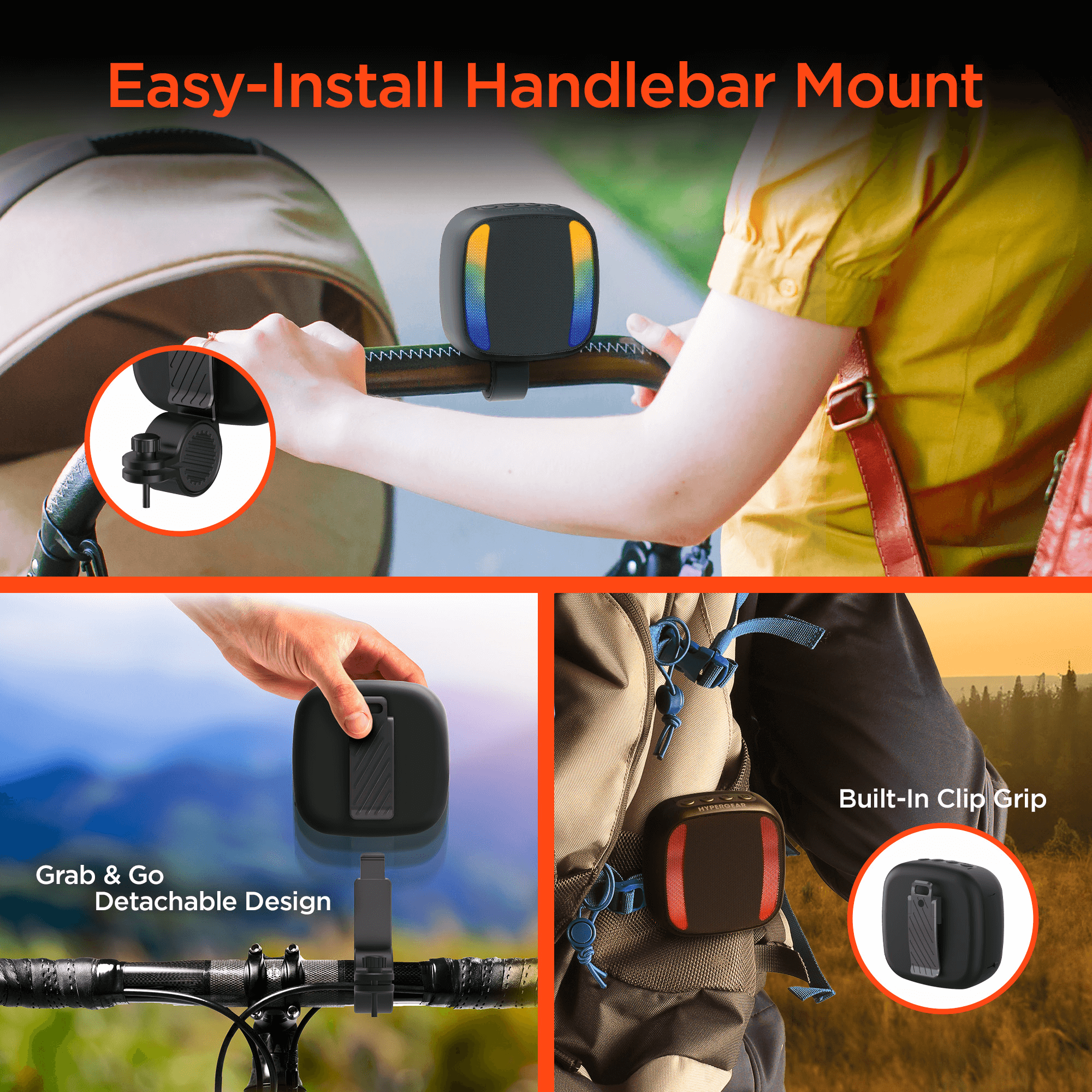 HyperGear Spin Cycle LED Wireless Bike Speaker Jupiter Gear Home