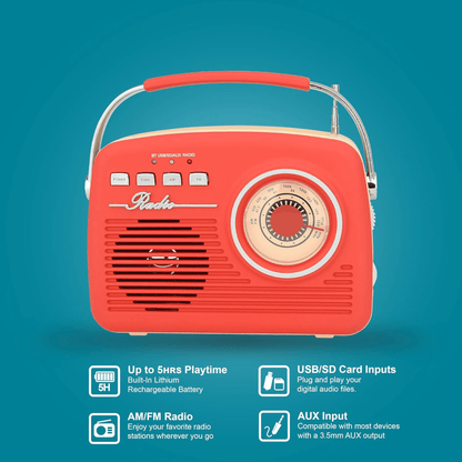 Supersonic Multi-Function Bluetooth Retro Speaker with Rechargeable Battery Jupiter Gear Home