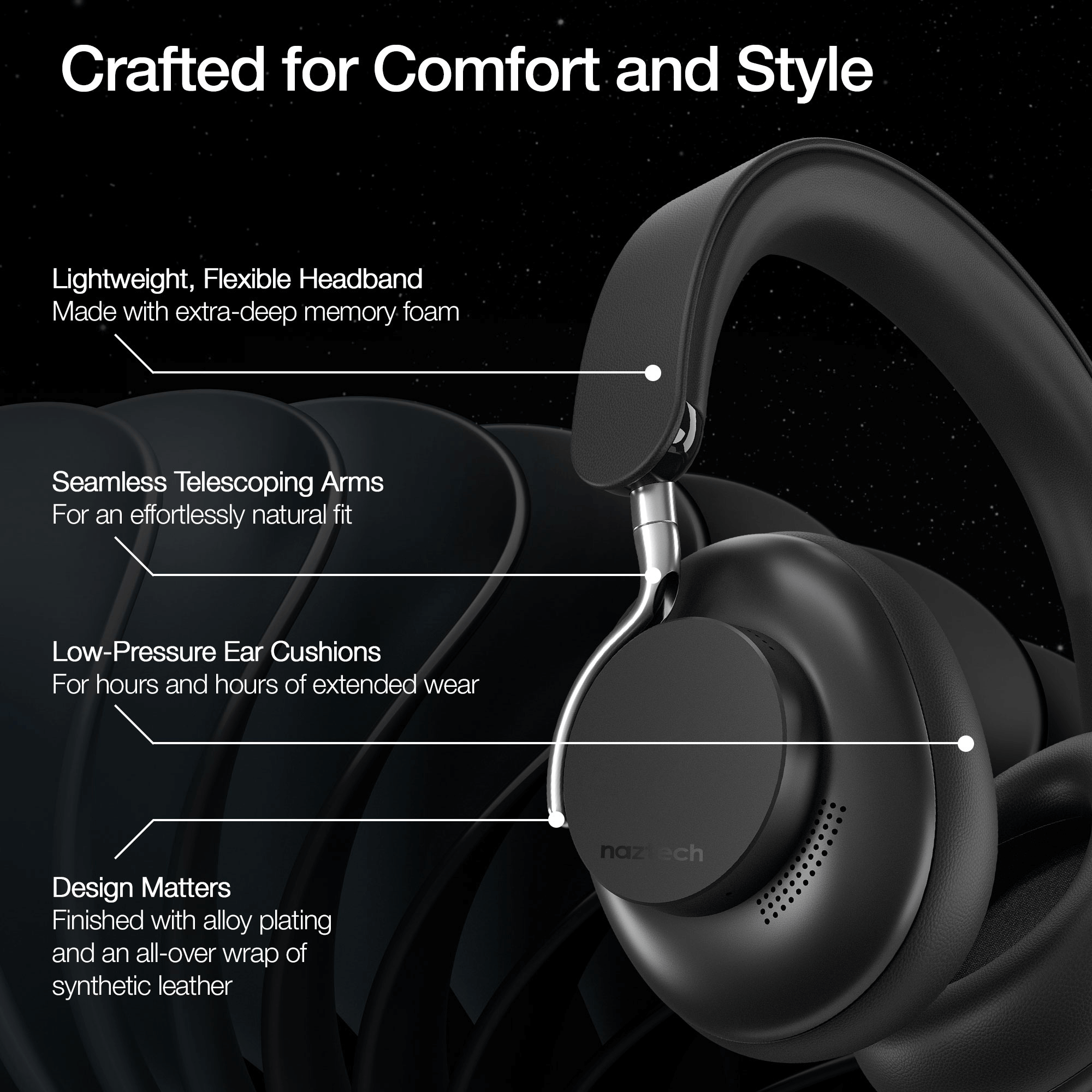 Naztech Aura 360 ANC Wireless Headphones Jupiter Gear Home