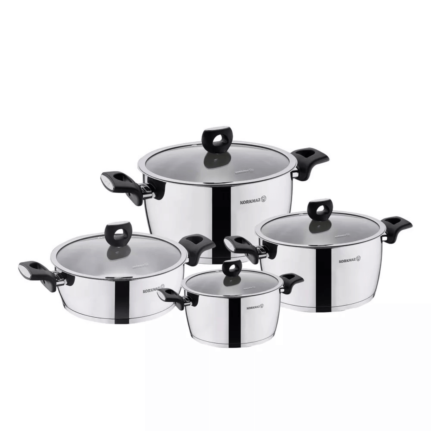 Korkmaz Nora 8 Piece Stainless Steel Casserole Cookware Set Jupiter Gear Home