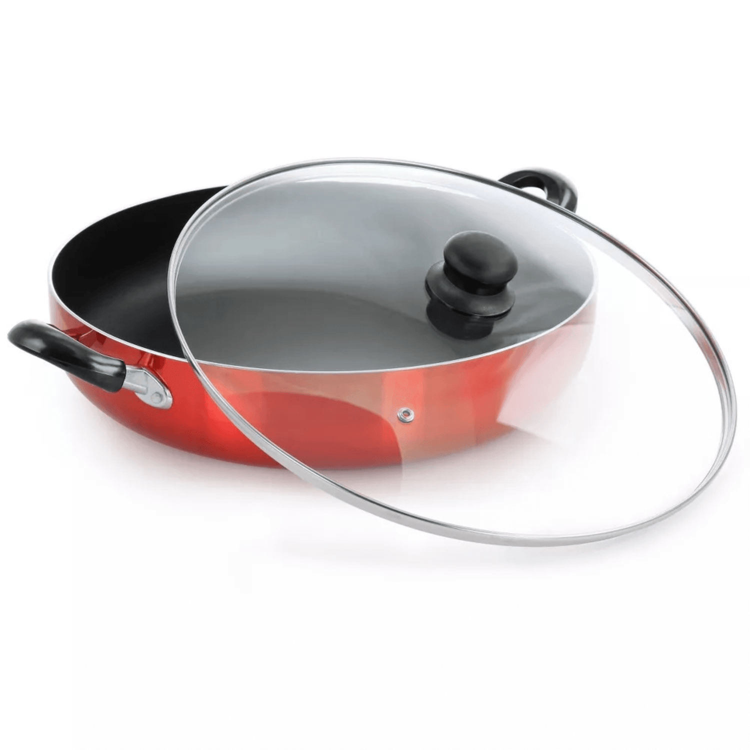 Better Chef 14" Aluminum Non-Stick Metallic Red Deep Fryer with Glass Lid Jupiter Gear Home