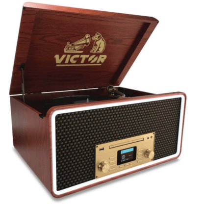 Victor Fremont 8-in-1 Wood Music Center Jupiter Gear Home