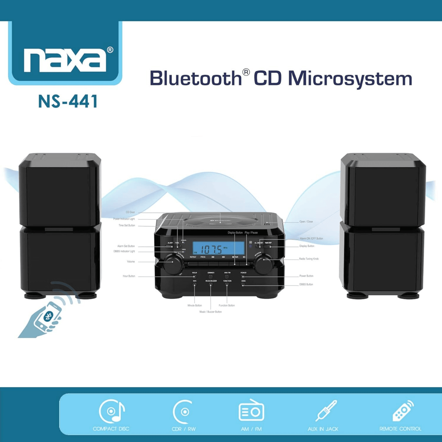 Naxa Digital CD Microsystem - Refurbished Jupiter Gear Home