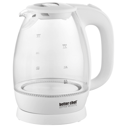 Better Chef 7-Cup Cordless Borosilicate Glass Electric Kettle with LED Light Jupiter Gear Home
